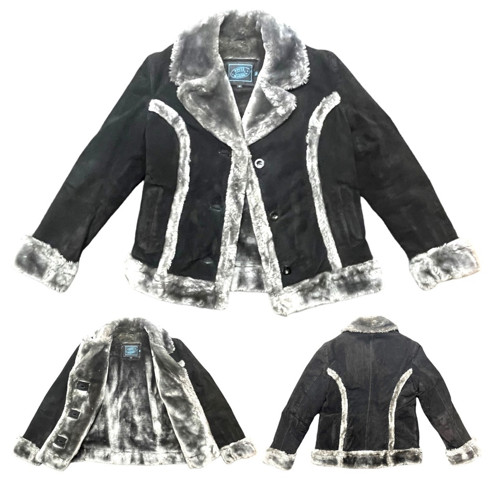 Vintage 90s STEVE MADDEN Womens M Leather Bomber Jacket Faux Fur Lined Coat